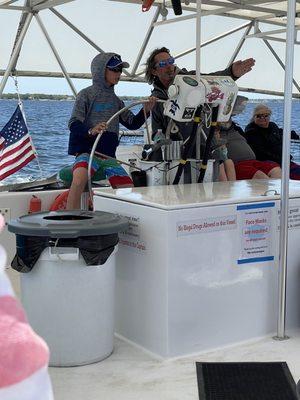 Kids driving the boat