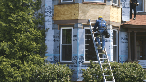 Siding project in progress.