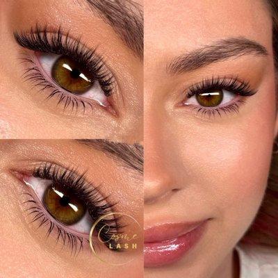 Hybrid wispy eyelash extensions