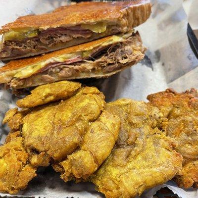 Tampa Cuban Sandwich with tostones