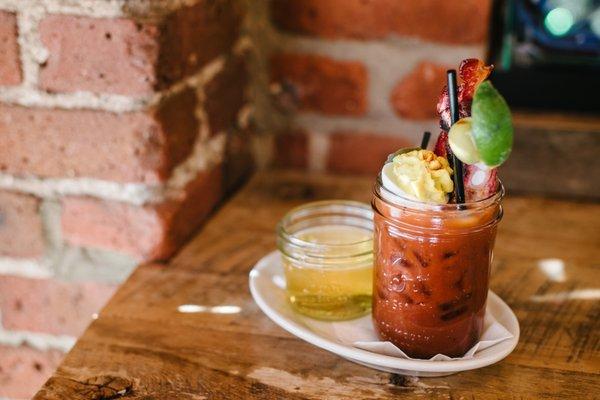 We have an award winning Bloody Mary, complete with all the fixings!