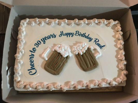 This is what I got... look at how crooked the lettering is and it doesn't even match the cake I showed them.