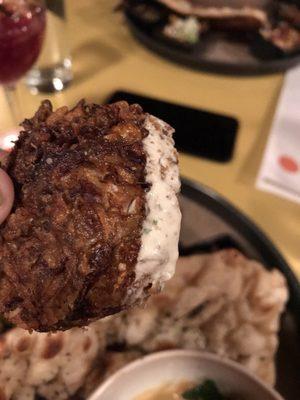 Spiced cabbage and pumpkin seed fritter