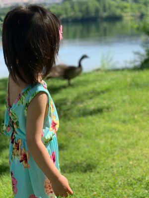 Daughter is bird watching along the trail - great area for picnics