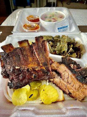 Ribs n Brisket ... YUMMMM! They r currently don't do dining in service. Take out only.