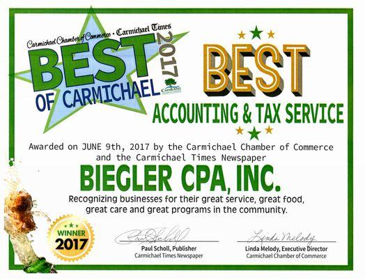 Voted 2017 Best of Carmichael