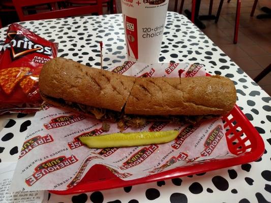 A monster 12" cheese steak. Yum!