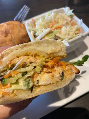 Thai Pulled Chicken Ciabatta and coleslaw