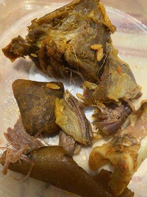 Inedible, dry, and chewy goat meat