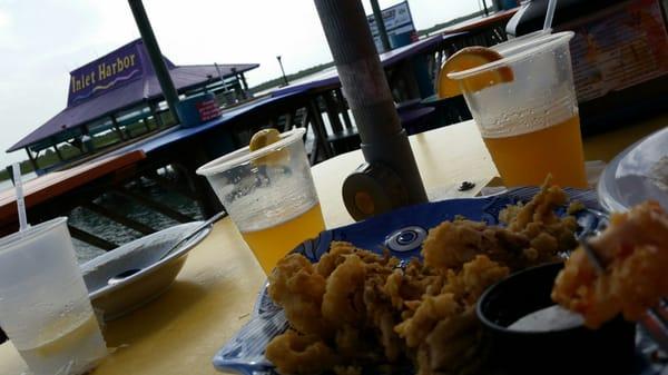 Calamari, beer, beach and relaxing water