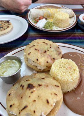 Veggie Gorditas (ask to make it) , Roberto special, and they cheese and spinach pupusa