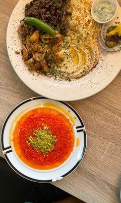 15. Mixed Shawarma Plate and Knafeh