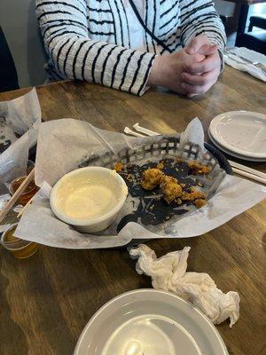 Sorry, I should've taken the picture when we started on these fried mushrooms. I guess you can see how good they were.