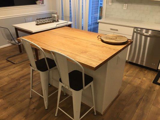 My hickory butcher block island. A great work space!