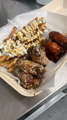 Garlic Parmesan / Hot Wings and Midcity Fries