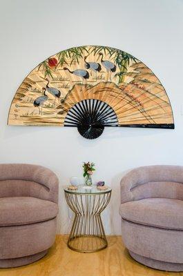 Sacred Fortune's beautiful waiting area is the perfect place to have a cup of tea before or after your healing session.