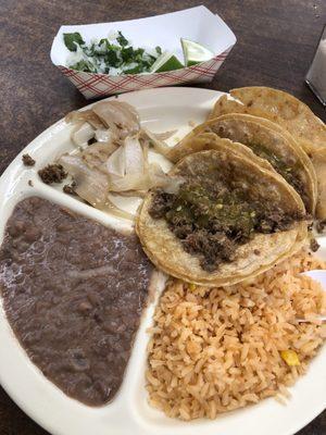 Taco plate. Chorizo was out so I couldn't get it. It was for lunch and already out??