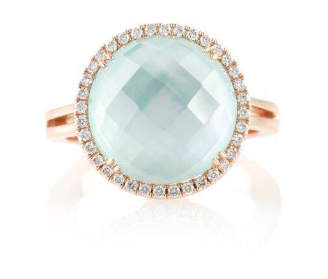 Blue Topaz and Rose Gold Diamond Ring