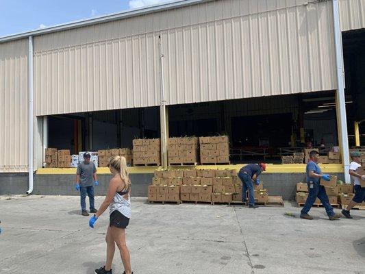 Gloves employees load the produce....You don't even need to get out of your car!