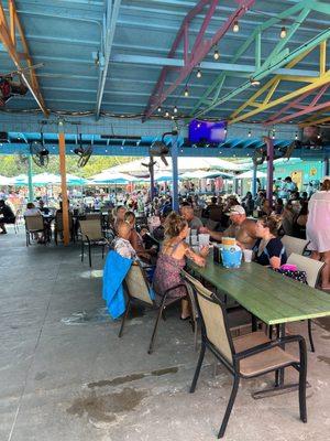 The restaurant tables just a few minutes after opening.