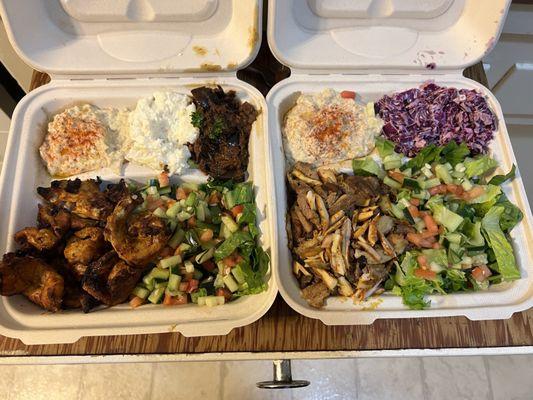 Chicken kabob and mixed meat shawarma