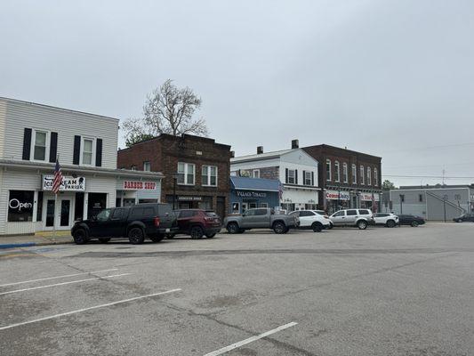 The downtown area where the diner is located