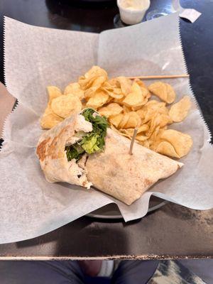 Spectacular chicken caesar wrap! (I had already taken a bite!)