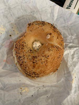 This is how I got my bagel this morning...Did they take a bite?  Also asked for it toasted they microwaved to heat it up.