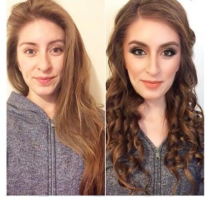 Before and After Hair Styling and Make-Up Application.