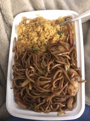 40. Shrimp Lo Mein and fried rice combo meal