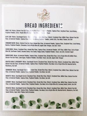 Bread ingredient list - so healthy and local!