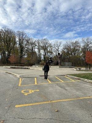 My daughter & the statue of Chicago Portage The Waterway West