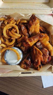 Honey sriracha with curly fries