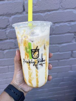 Salted caramel milk tea (25%, no Boba) Yum!