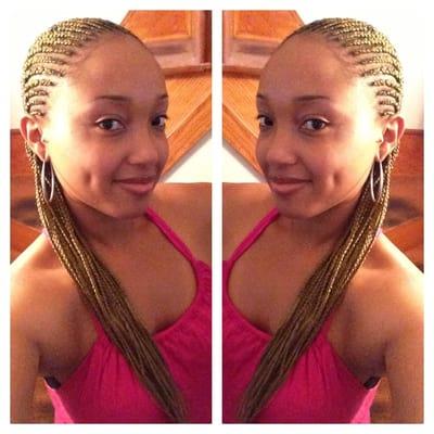 Final Product!- Long blonde colored cornrows.