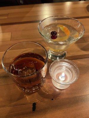 Superb cocktails (and a candle for ambiance)