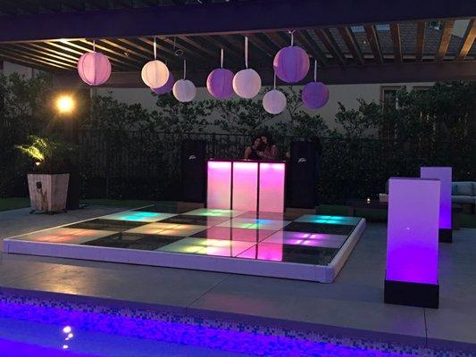 LED Glowing Dance floor and DJ Booth