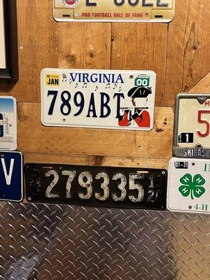 Back room has additional seating.  My wife's grandfather provided the license plates.