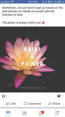 We offer Reiki Energy Healing. You can do a 15 min trail session for $25.00. Come and see what it can do to help you feel better.