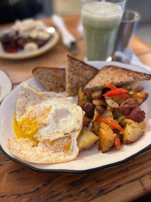 2 Eggs Over Easy, Home Fries and Toast