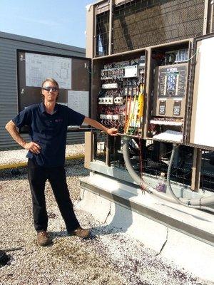 Our service manager and dear friend Todd working on some of the most sophisticated HVAC equipment in our industry