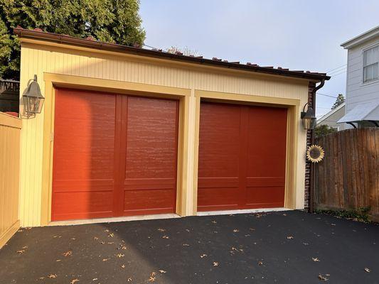 The historic carriage house was painted to match the house colors.