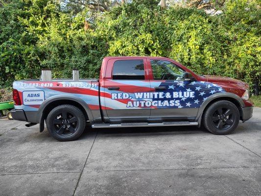 Red White & Blue Auto Glass