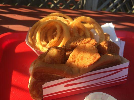 Scallop roll and Onion Rings