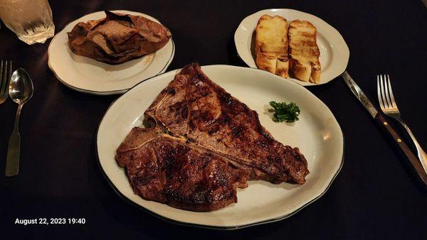 Porterhouse 20 ounce steak with Sweet Potato