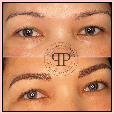 Before and after microblading.