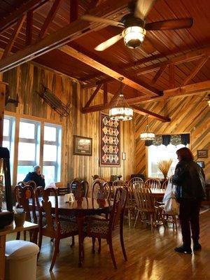 Inside the new location, the remodeled Mud Springs Grange Hall