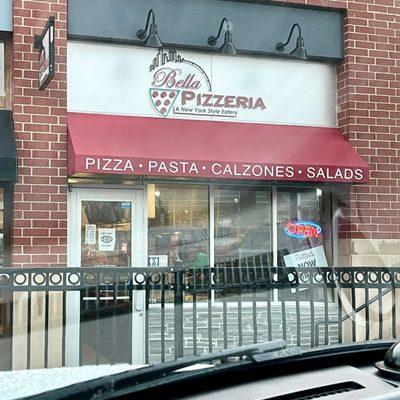 Bella Pizzeria store front. Watch them make pizza through the window.