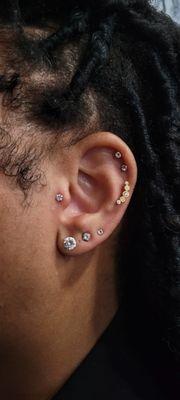 Variety of piercings