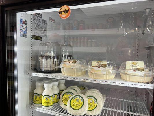 Refrigerated items, including tres leches cake from Guanajuato Bakery in Fort Worth!